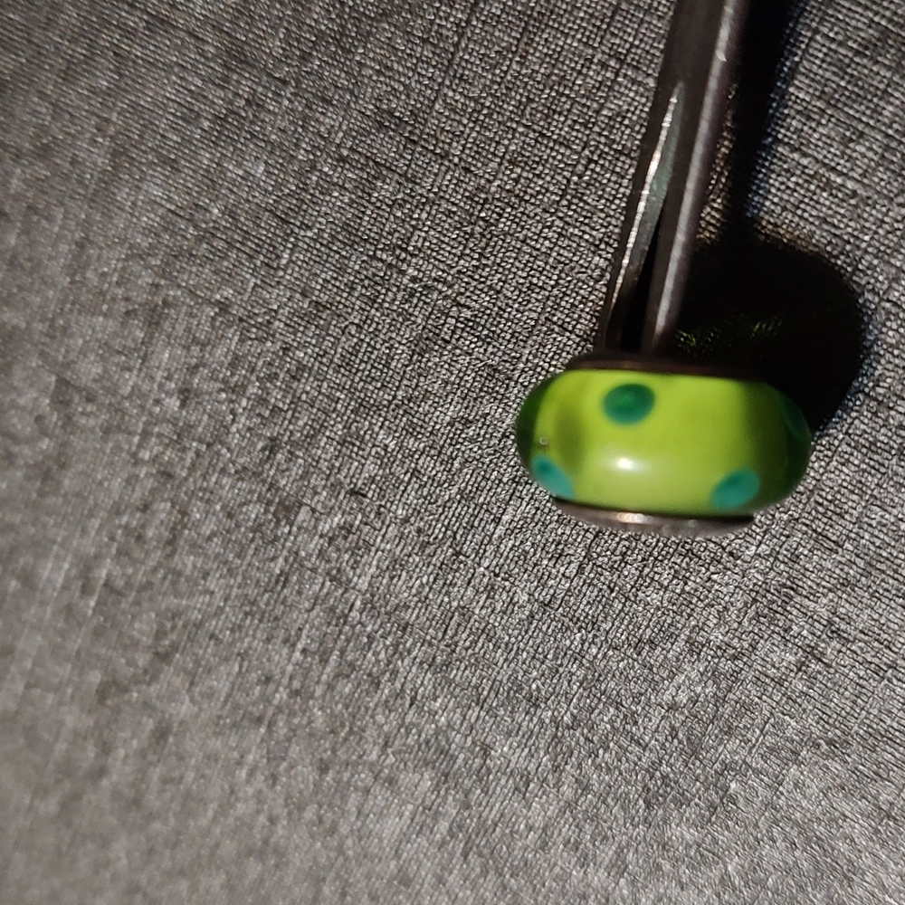 Authentic Pandora Beads Charm .925 Sterling silver Murano green glass
